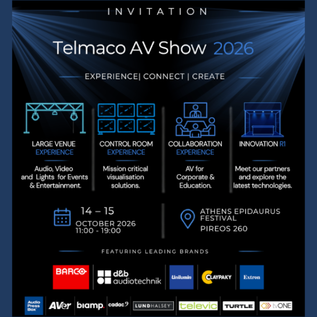 Το μέλλον του Professional Audio, Visual, Lighting, LED και Collaboration στο Telmaco AV Show 2026